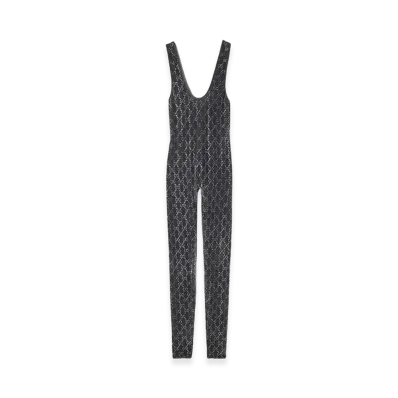 GUCCI Women's Stretch Velvet Jumpsuit "Dark Gray"
