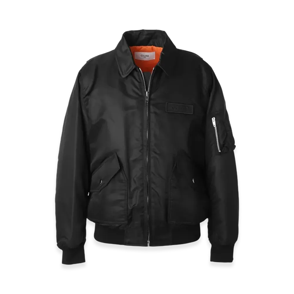 CELINE Padded Zip-Up Blouson Bomber Jacket "Black"
