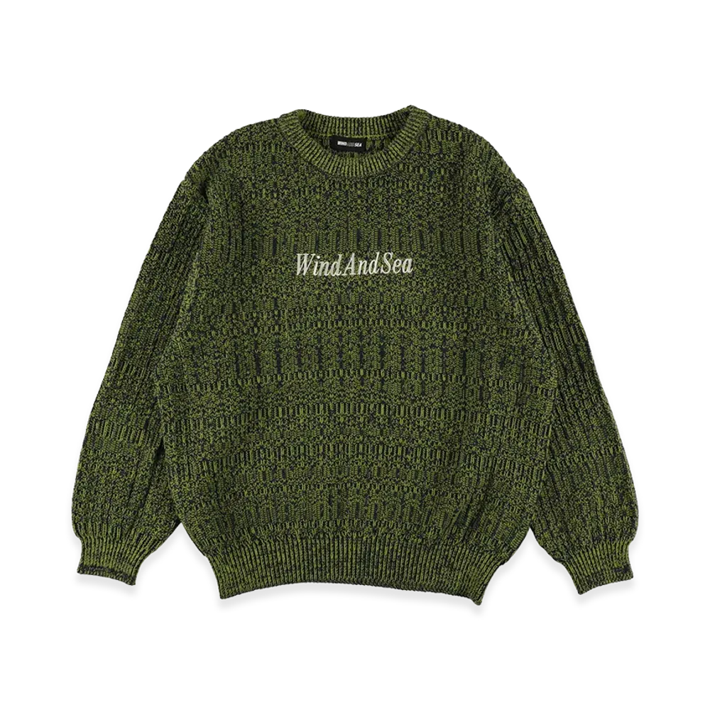 WIND AND SEA Cotton Volume Knit Sweater "Blue Lime"