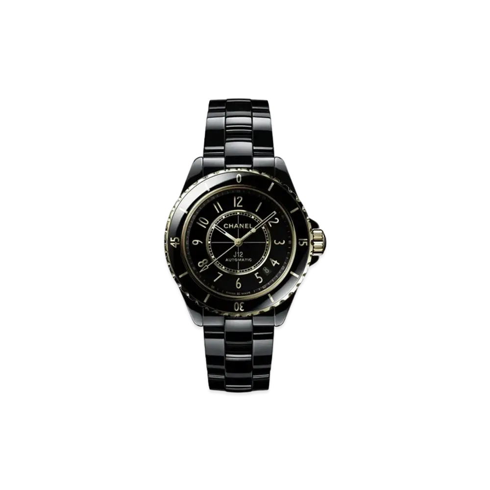 CHANEL J12 Watch Caliber 12.1 38mm Highly Resistant Ceramic and 18K Yellow Gold "Black"