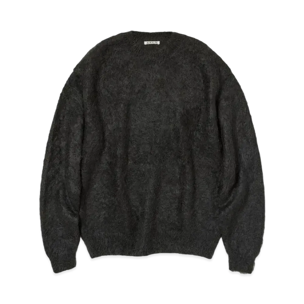 AURALEE Brushed Super Kid Mohair Knit P/O "Ink Black"