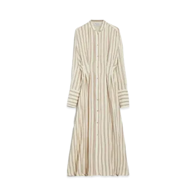 Max Mara Yore Pure Linen Long Dress "White"