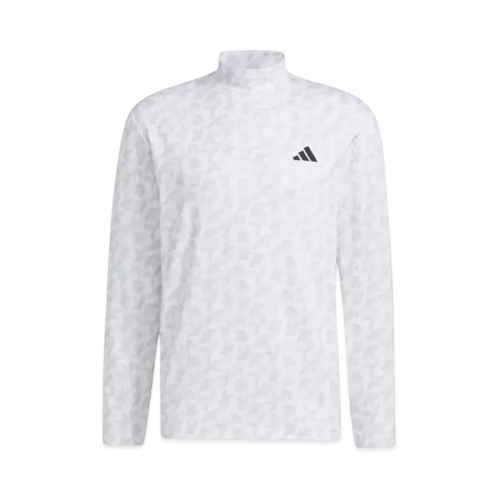 adidas Palm Leaf Print Mock Neck L/S Stretch Shirt "White/Grey Two"