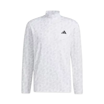 adidas Palm Leaf Print Mock Neck L/S Stretch Shirt "White/Grey Two"