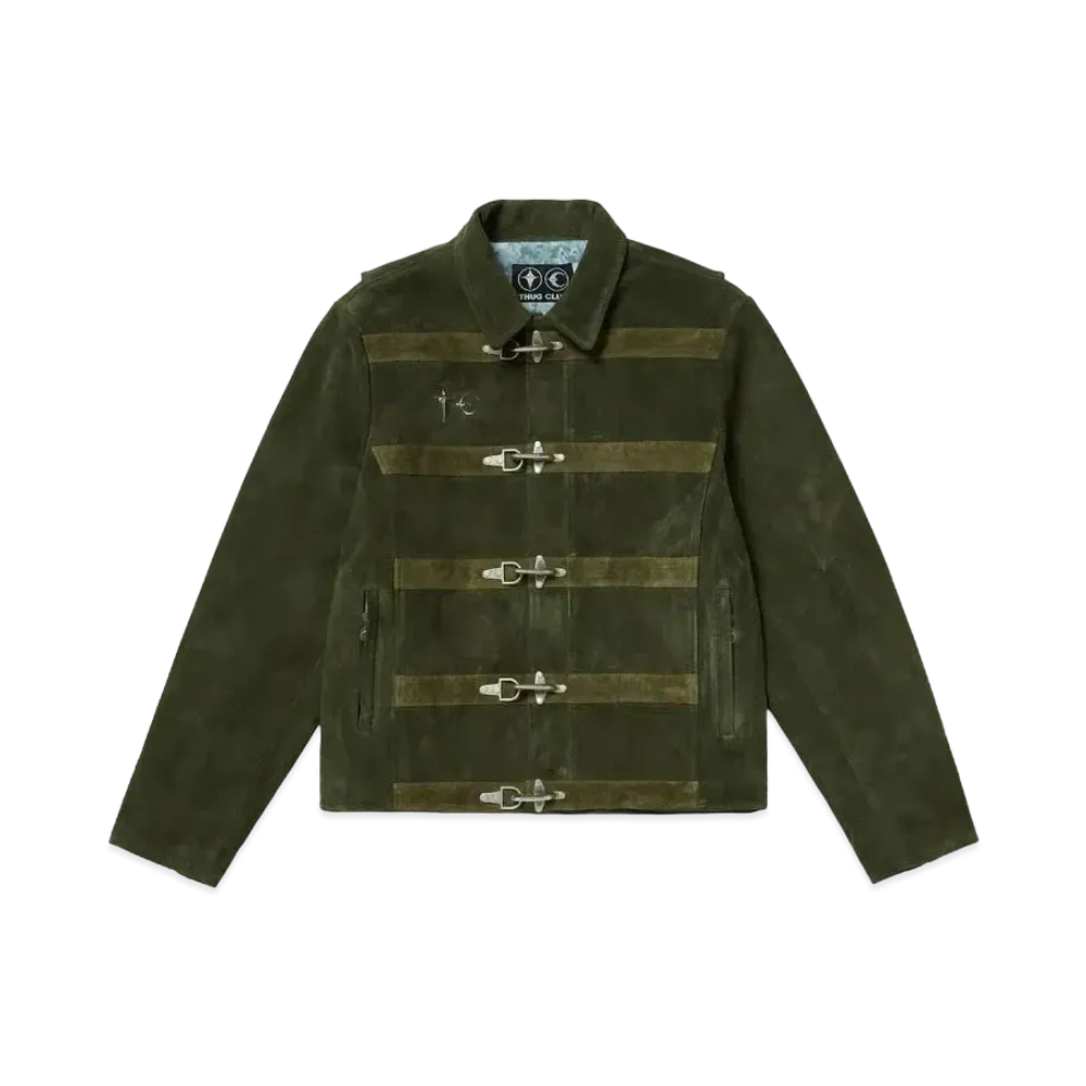 THUG CLUB Bio Soldier Leather Jacket "Khaki"