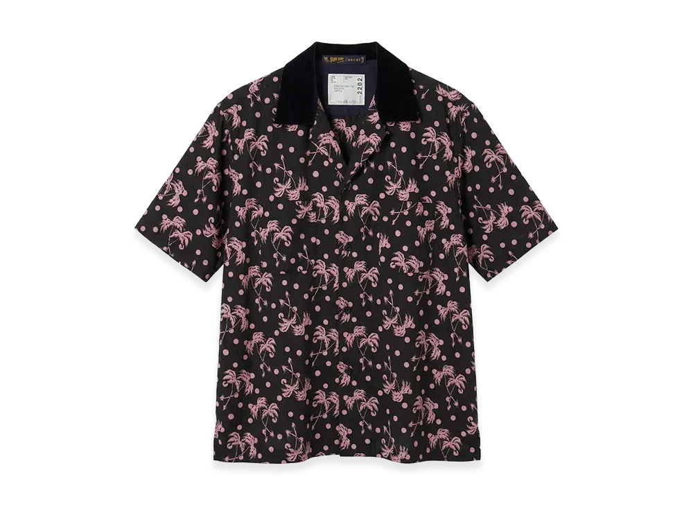 sacai × SUN SURF Aloha Shirt "Black/Pink"