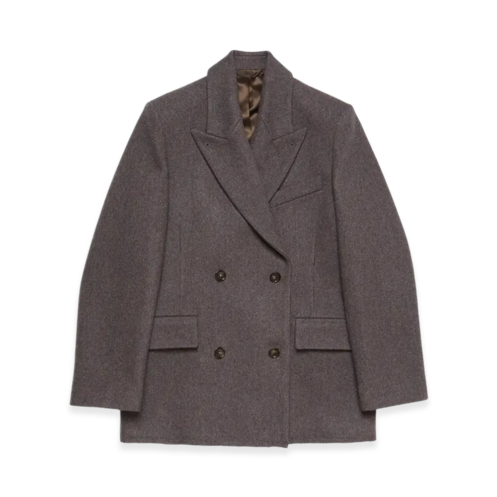 Acne Studios Double Breasted Twill Jacket "Brown Melange"