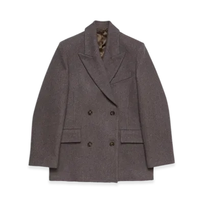 Acne Studios Double Breasted Twill Jacket "Brown Melange"