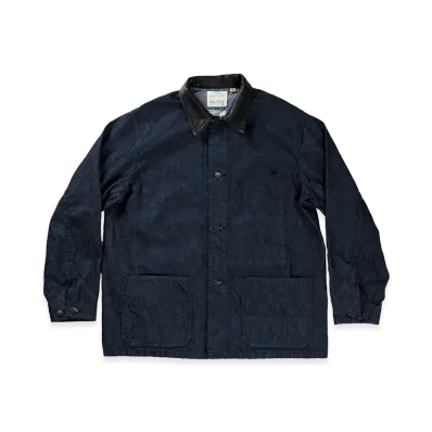 GDC x FULLCOUNT Leather Collar Denim Chore Jacket "Indigo Blue"