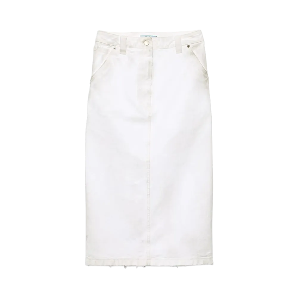PRADA Women's Old Canvas Pencil Skirt "White"
