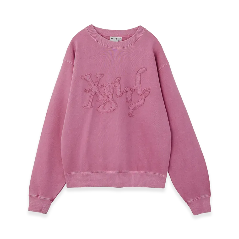 X-Girl Women's Distorted Logo Patch Faded Sweat Top "Pink"