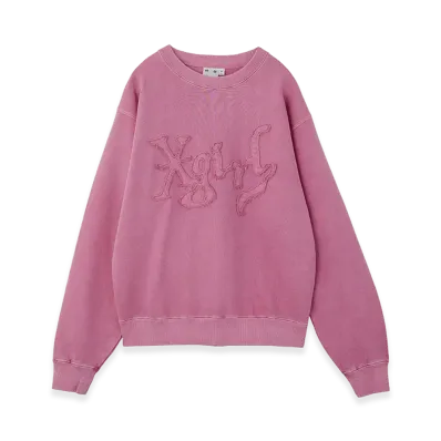 X-Girl Women's Distorted Logo Patch Faded Sweat Top "Pink"