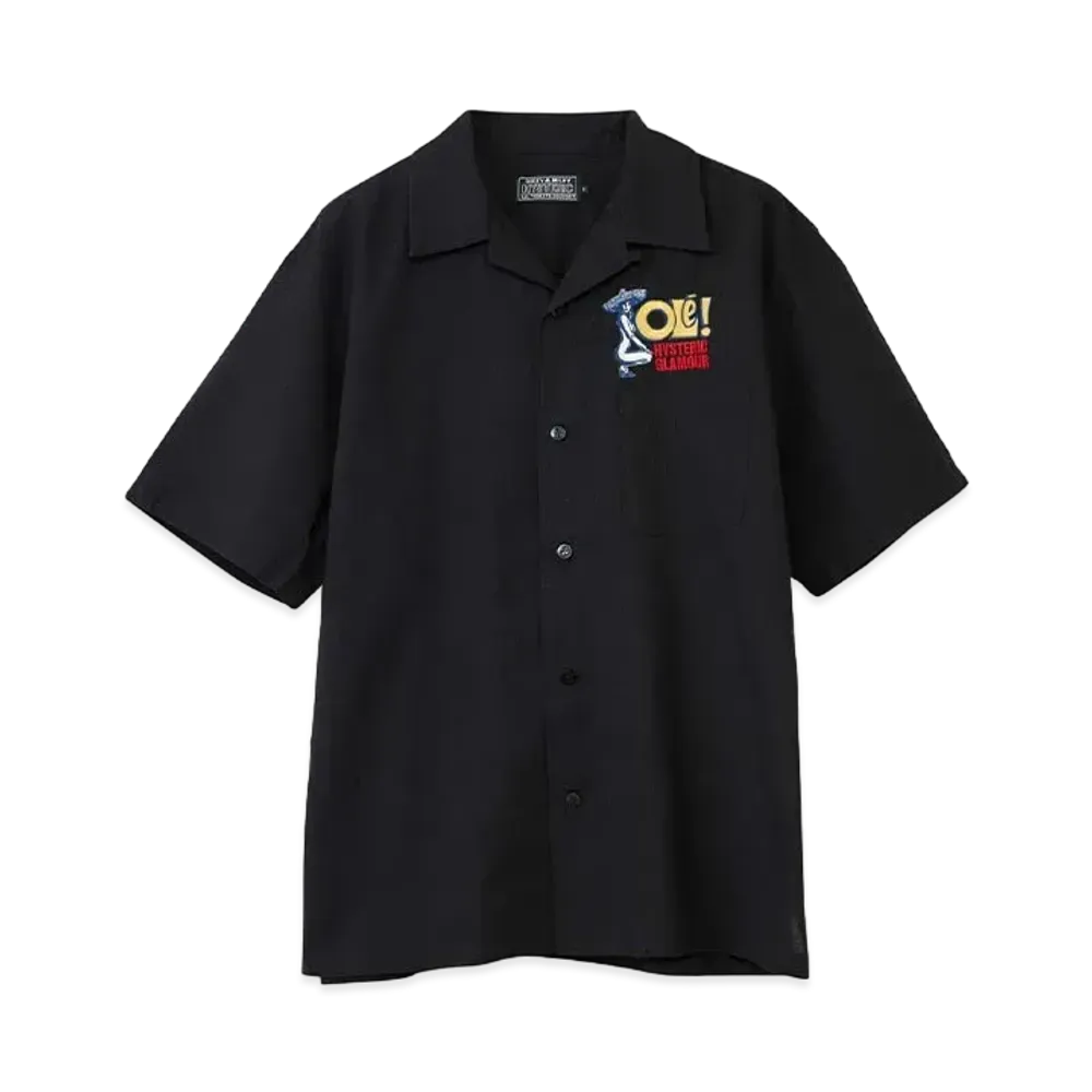 HYSTERIC GLAMOUR Hysteric OLE Embroidery Open Collar Shirt "Black"