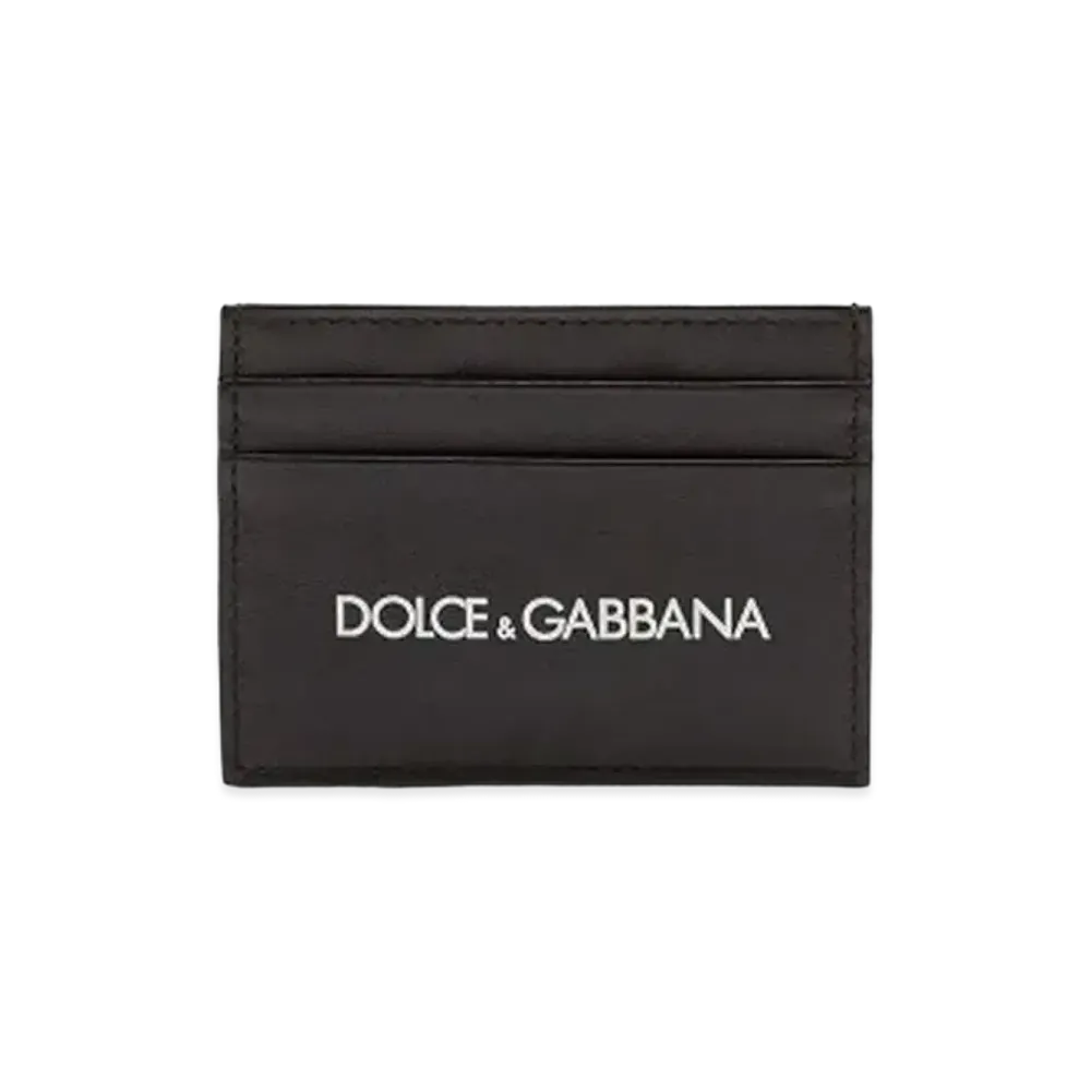 Dolce&Gabbana Card Holder Calfskin Print Logo "Black"