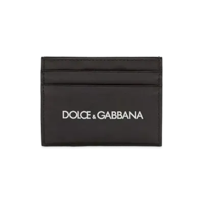 Dolce&Gabbana Card Holder Calfskin Print Logo "Black"