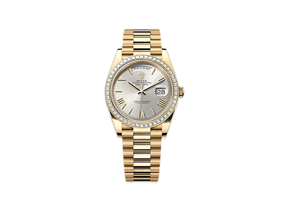 ROLEX Day-Date 40mm Yellow Gold Diamond 228398TBR "Silver"