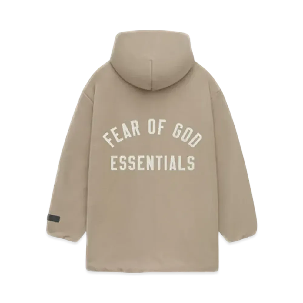 FEAR OF GOD Essentials Kid's Textured Nylon Hooded Coaches Jacket "Desert Sand"