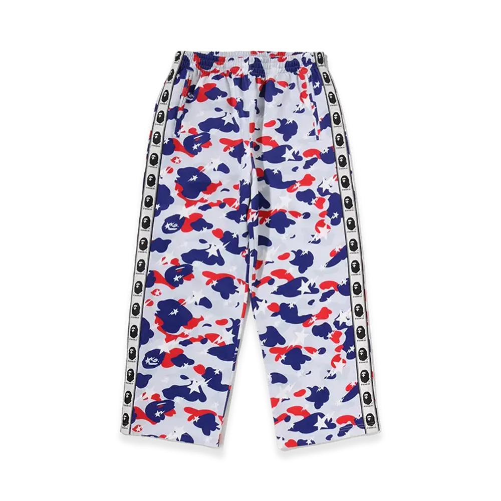 A BATHING APE Sta Strike Camo Loose Fit Track Pants "White"