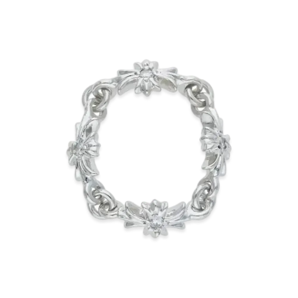 Chrome Hearts 18K Tiny E CH Plus Diamond Ring "White Gold"