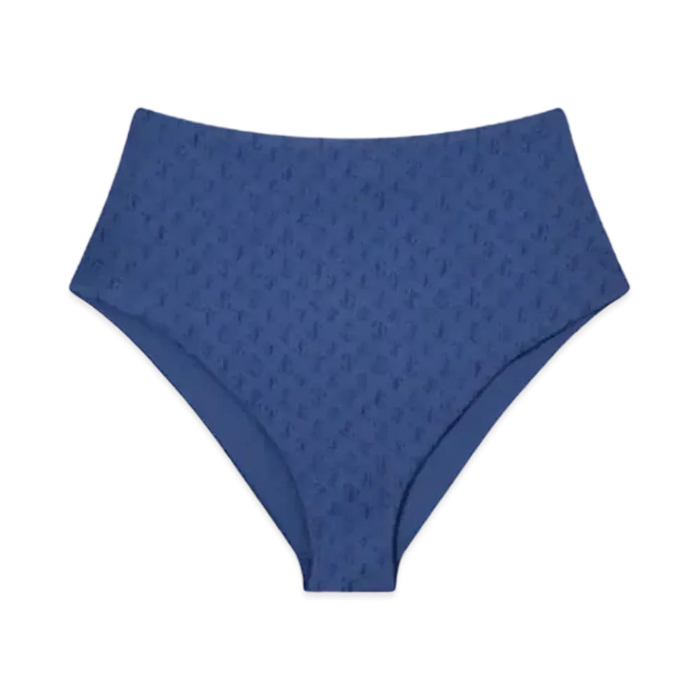 Jimmy Choo Suma JC Monogram Recycled Nylon and Lycra Bikini Brief "Smoky Blue"