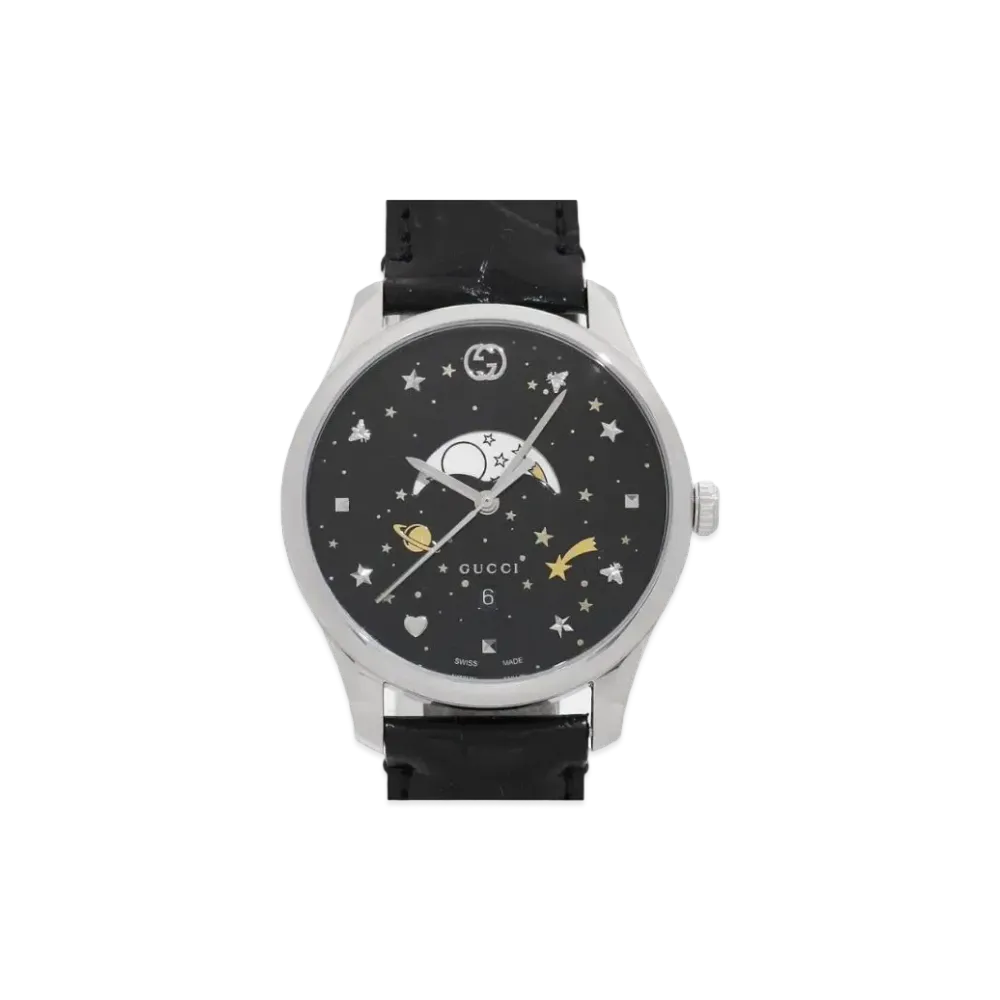 GUCCI G Timeless Moon Phase "Black/Stainless Steel"