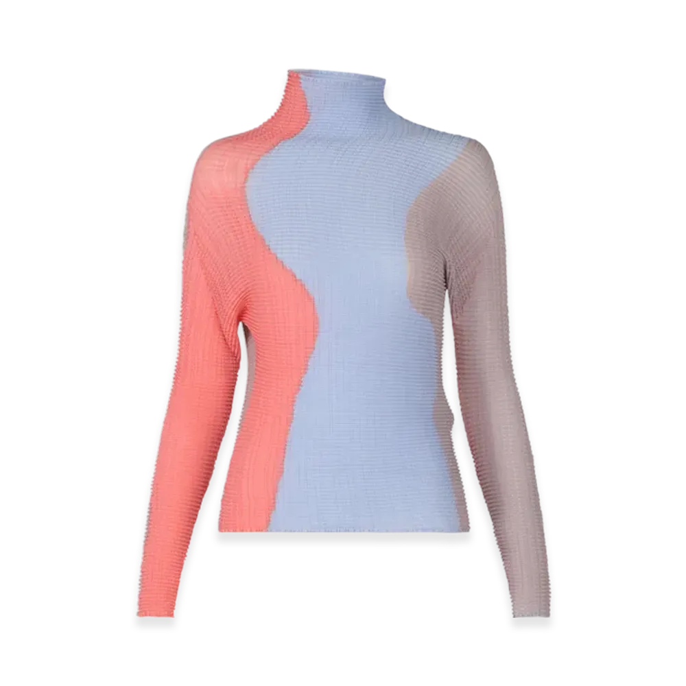 ISSEY MIYAKE Abstract Tint Pleats "Coral/LightBlue"
