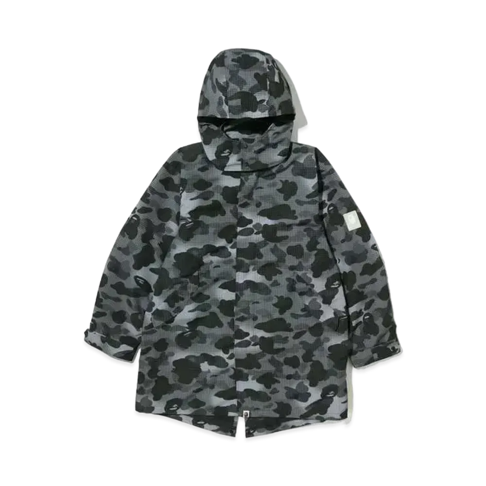 A BATHING APE Grid Camo Relaxed Fit Fish Tail Coat "Black"