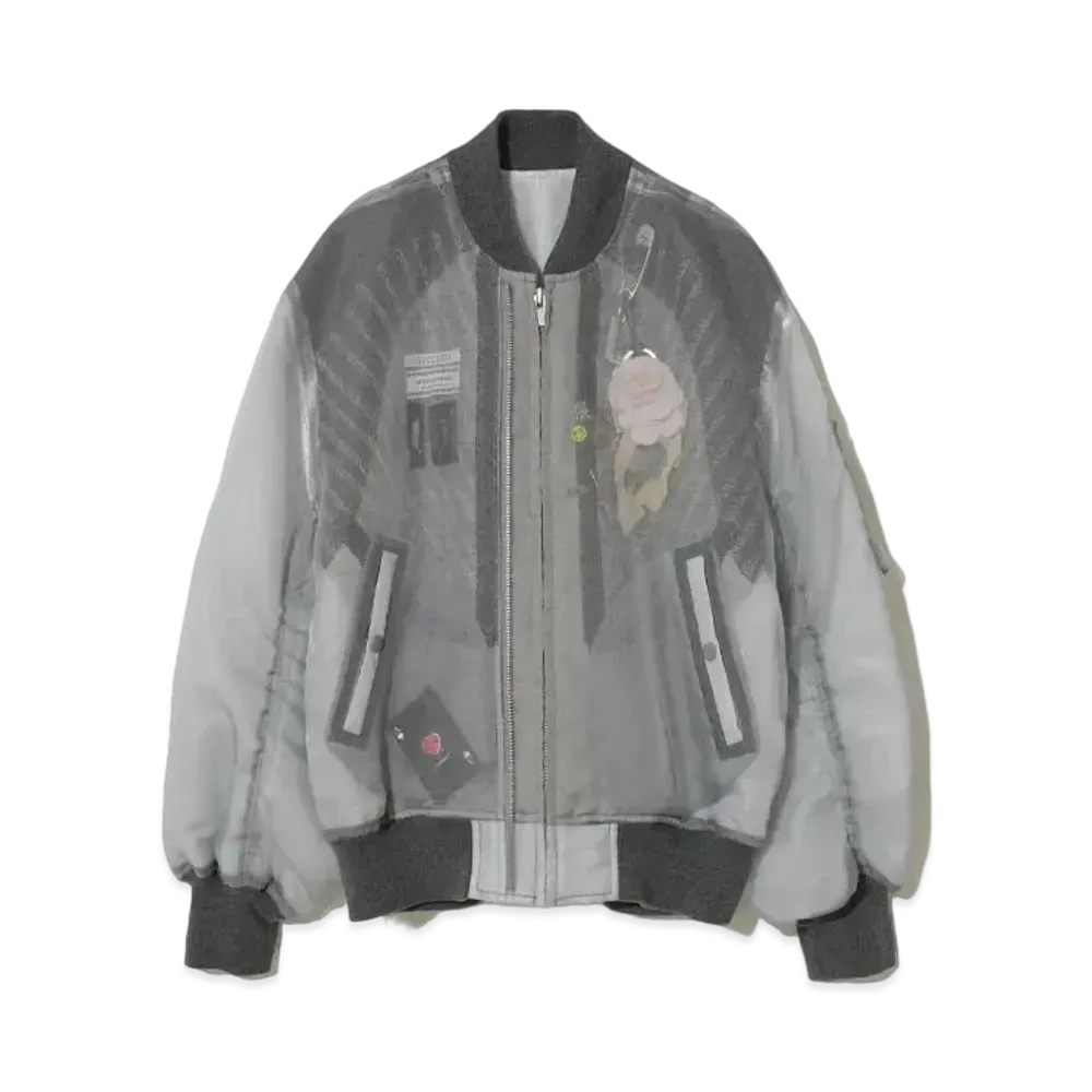 UNDERCOVER Silk Organdy MA-1 Jacket "Blue Gray"