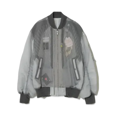 UNDERCOVER Silk Organdy MA-1 Jacket "Blue Gray"