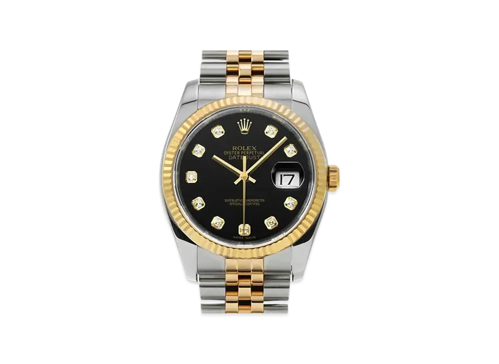 ROLEX Datejust 10P Diamonds "Black/Stainless Steel/Yellow Gold"
