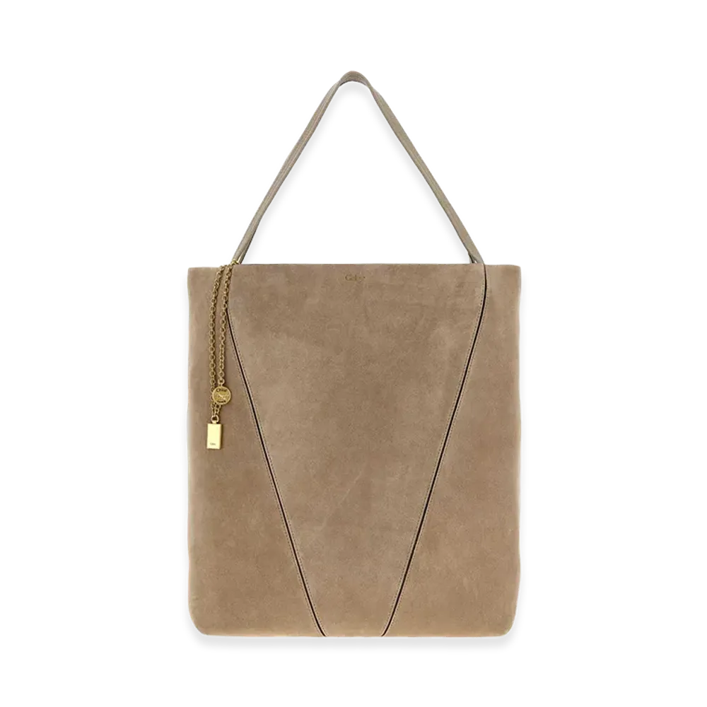 Chloe Women's Dove Suede Chloa Spin Shopping Bag "Dove Gray"