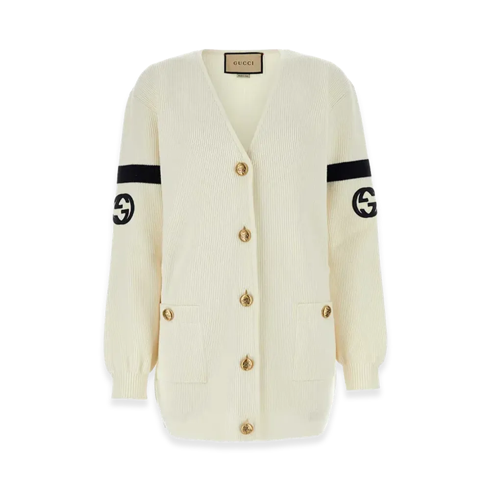 GUCCI Women's Wool Blend Cardigan "White/Ivory"