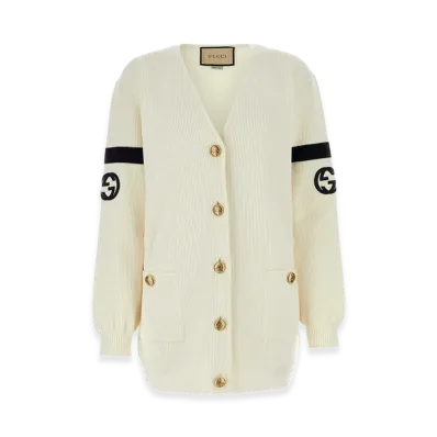 GUCCI Women's Wool Blend Cardigan "White/Ivory"