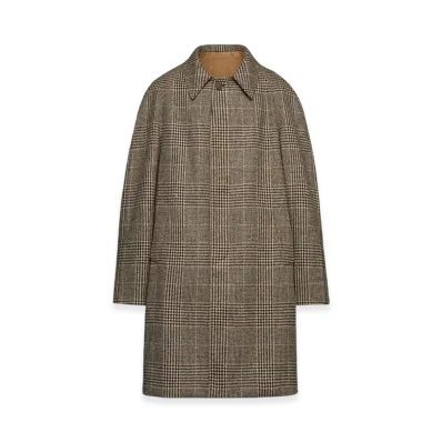 Maison Margiela Women's Check Wool Trench Coat "Brown"