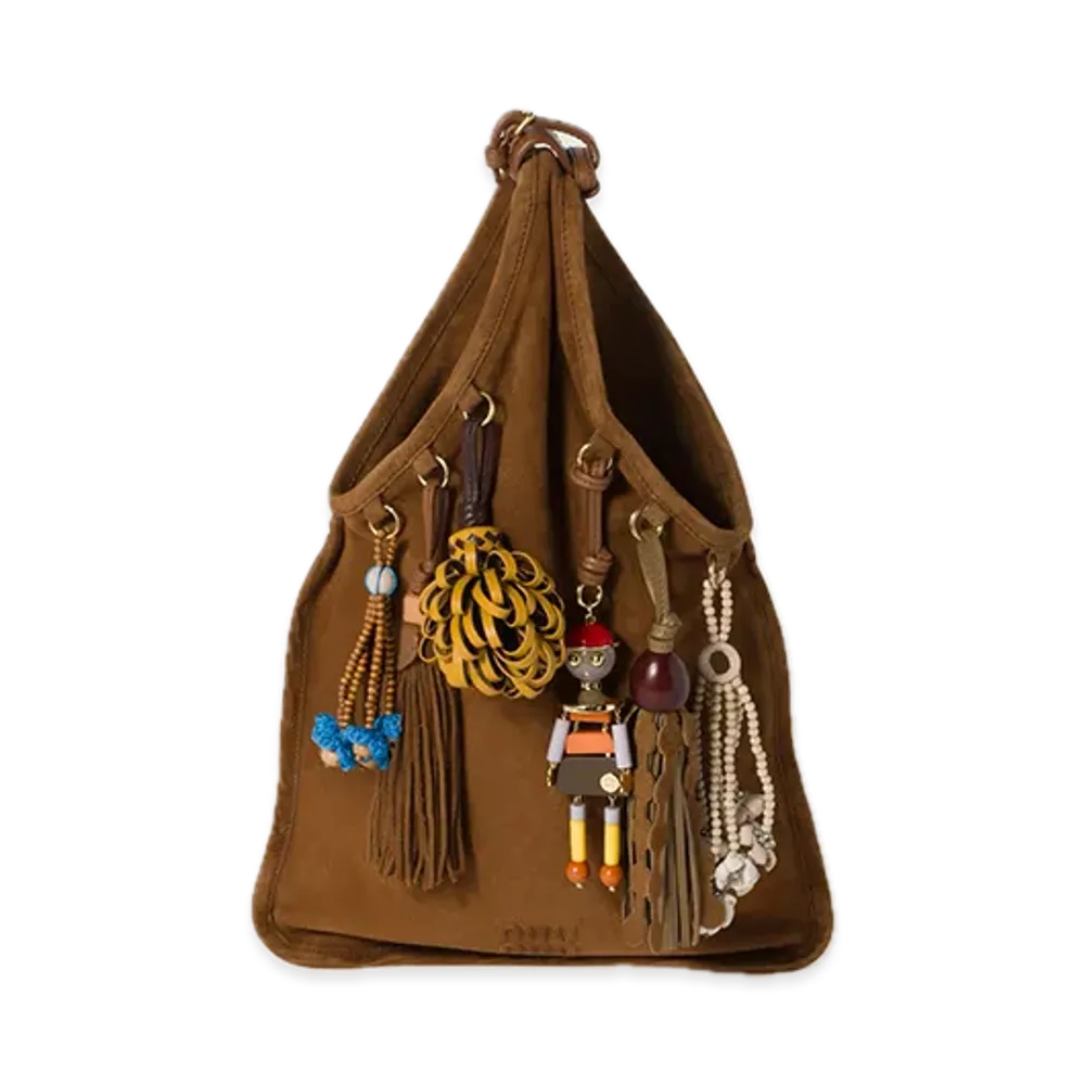 MIU MIU Suede Bag with Charm "Brown"