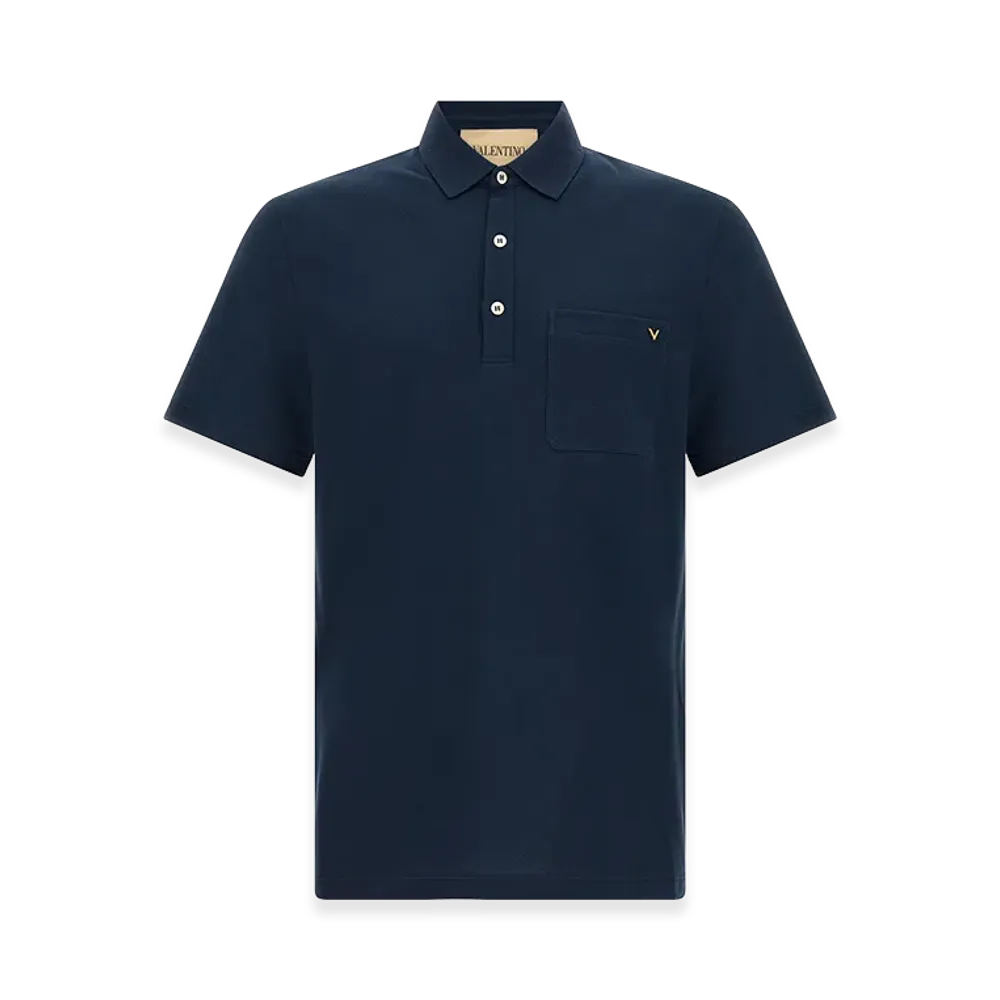 Valentino Garavani V Gold Polo Shirt "Blue"