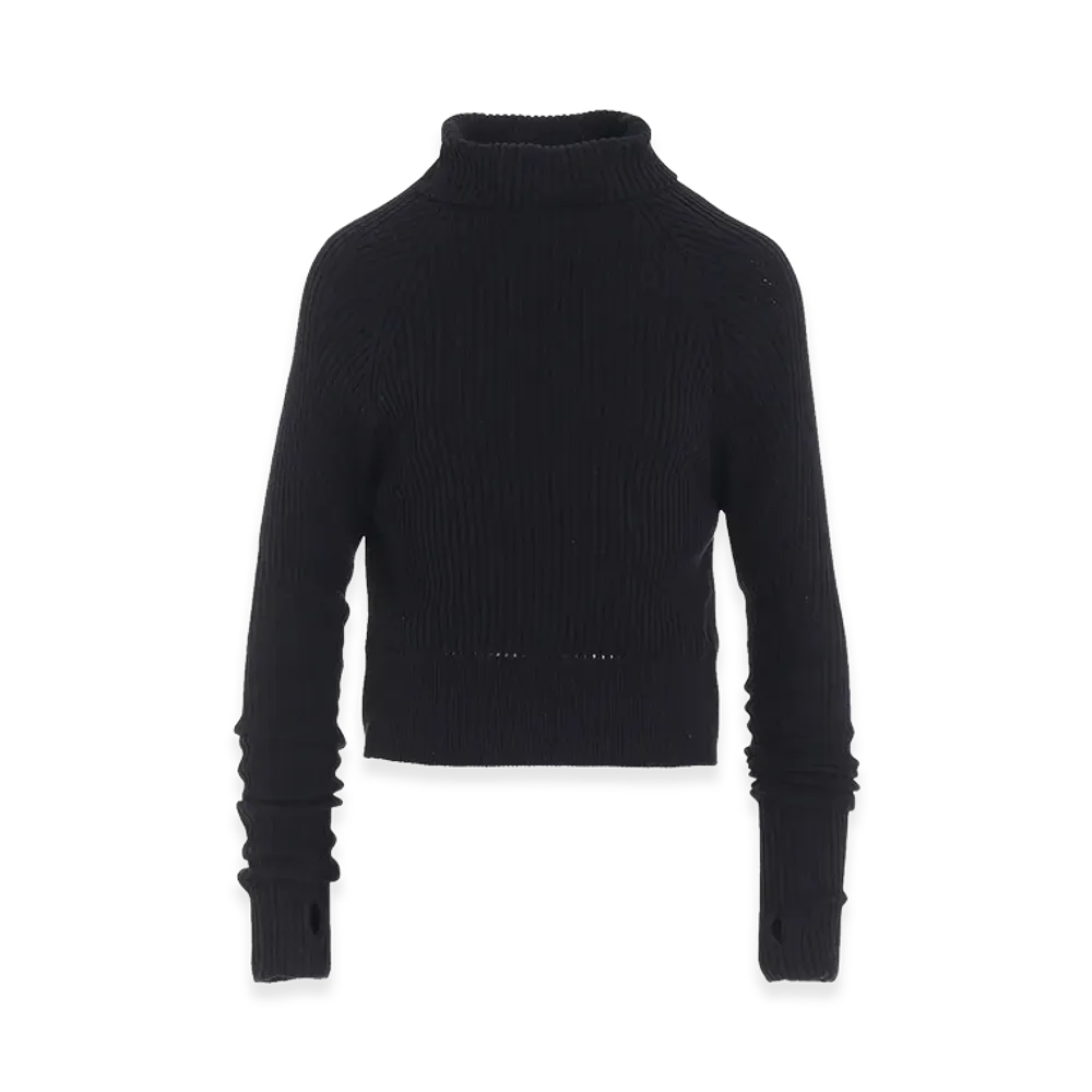 Y's Rib Eyelet Long-sleeve Knit "Black"