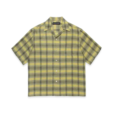 WACKO MARIA Ombre Check Open Collar Shirt "Yellow"