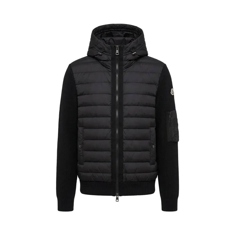 Moncler Knit Panelled Down Jacket "Navy"