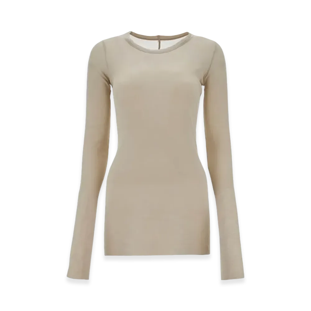 Rick Owens Porterville Rib L/S T-Shirt in Mini Rib Jersey "Pearl"