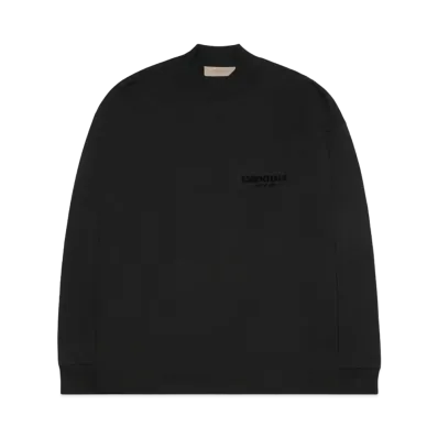 FEAR OF GOD ESSENTIALS BLACK ESS LOGO LS TEE "Stretch Limo"