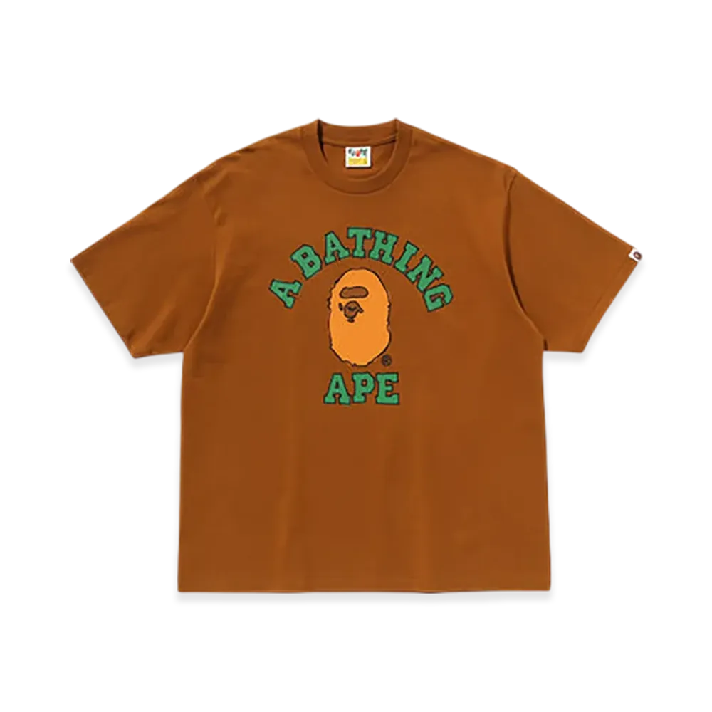 A BATHING APE Hand Drawn College Relaxed Fit Tee "Beige"