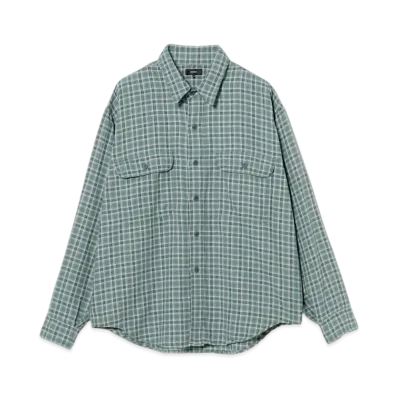 BEAMS Herringbone Check Work Shirt "Green"