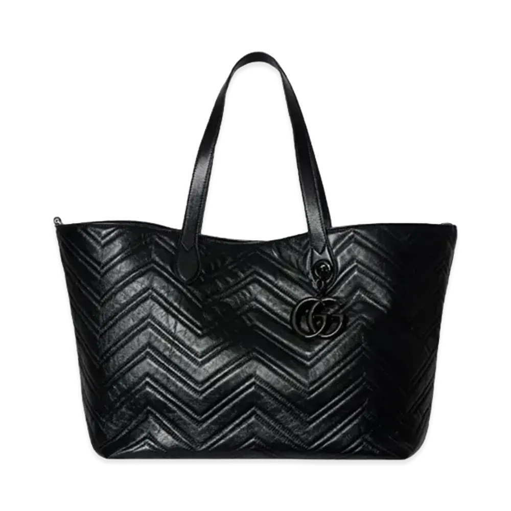 GUCCI Women's Leather Large GG Marmont Shopping Bag "Black"
