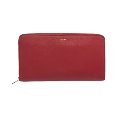 CELINE Large Zipped Leather Wallet "Red"