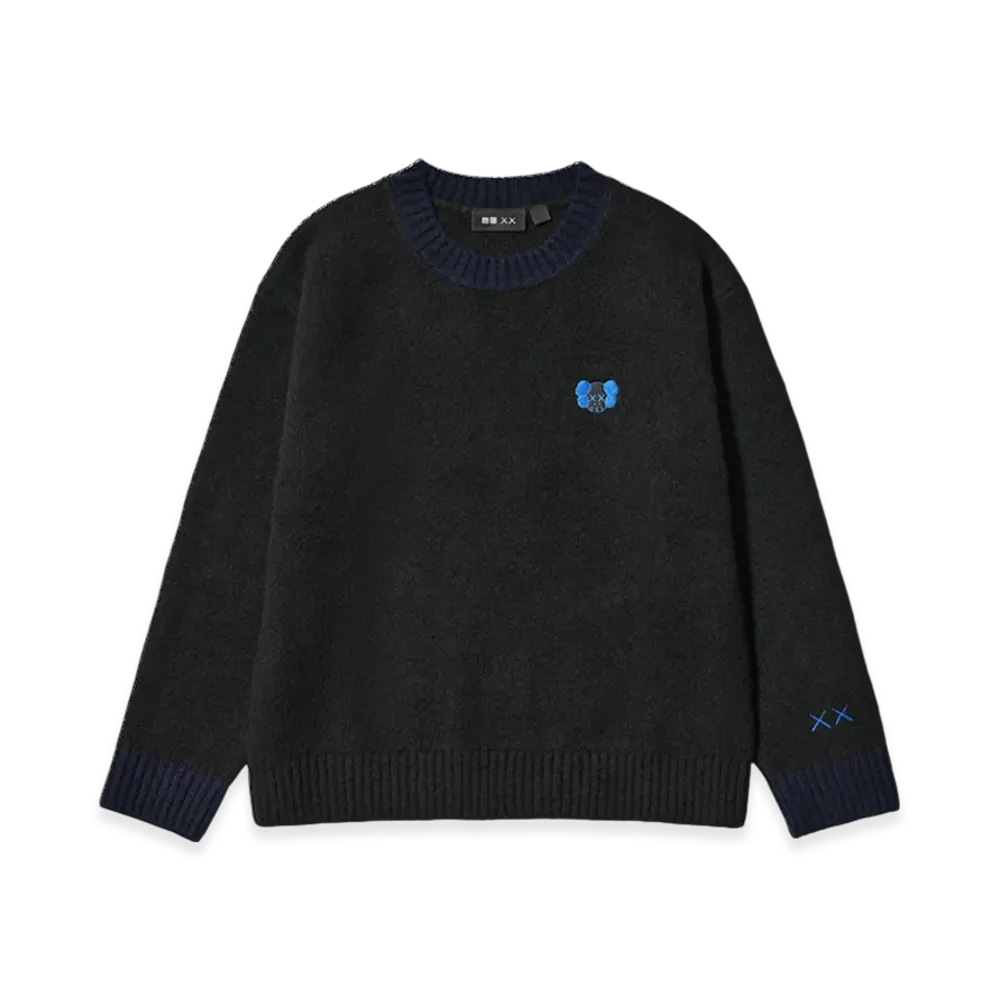Uniqlo x KAWS Winter Kids Souffle Yarn Crewneck Sweater "Black"