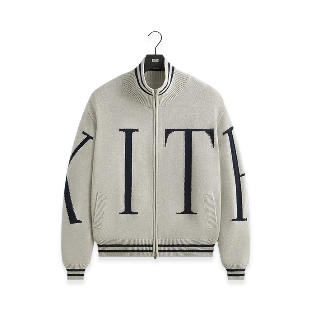 Kith Big Letter New York Wyona Full Zip Sweater "Light Heather Grey"