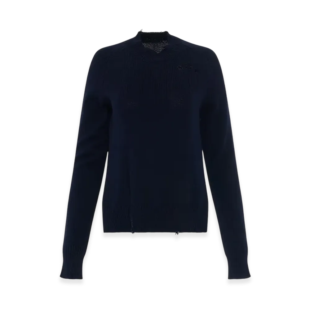 Maison Margiela Women's Distressed Sweater "Dark Blue"