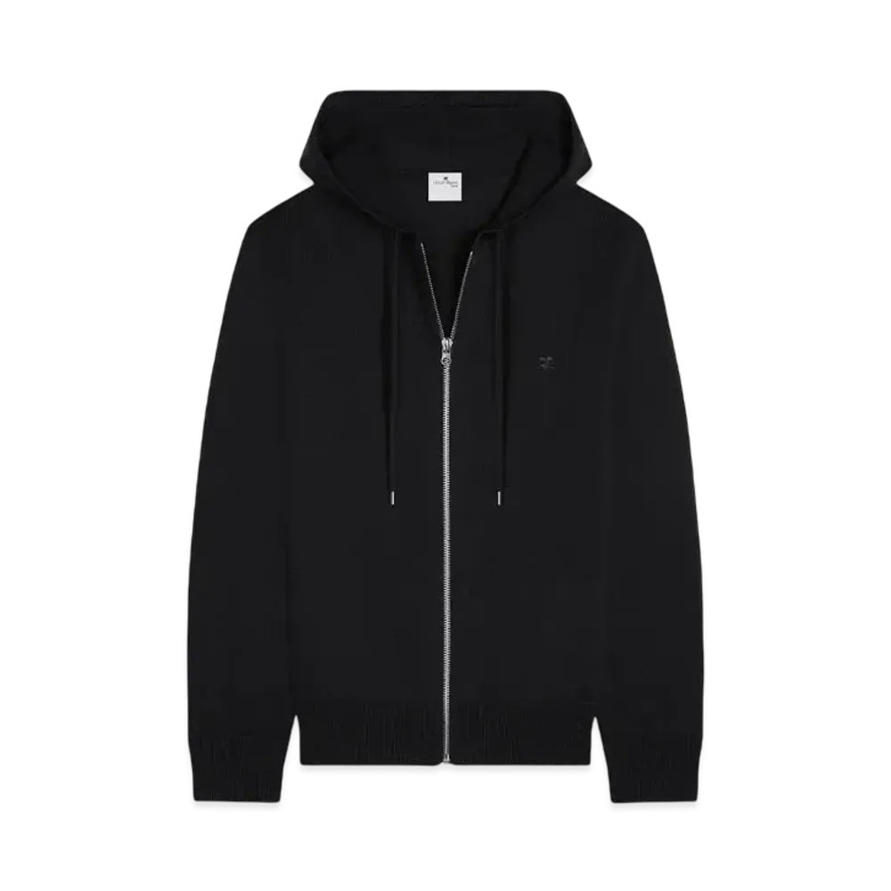 Courreges Zipped Wool Hoodie "Black"