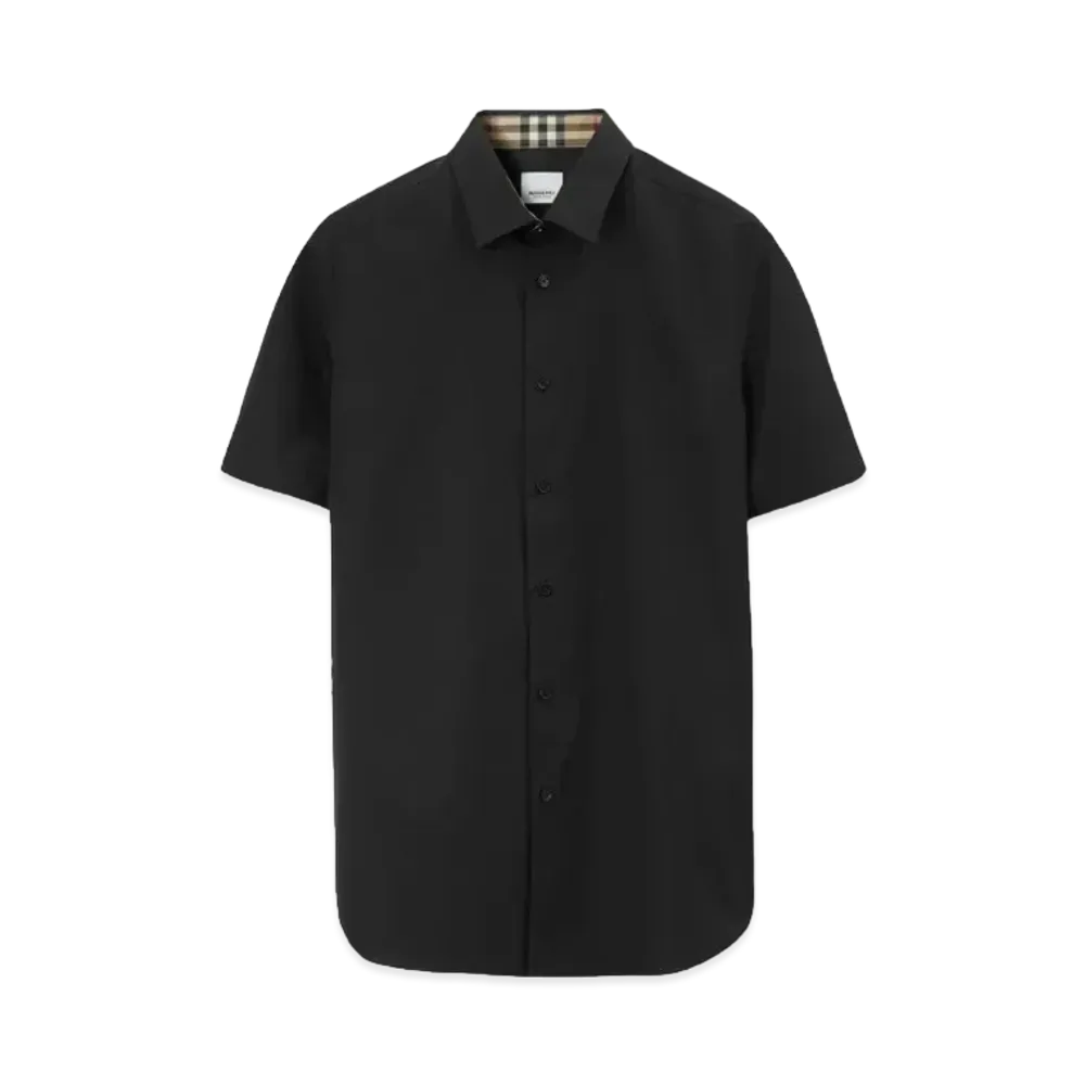 Burberry Men's Embroidered EKD Stretch Cotton Shirt "Black"